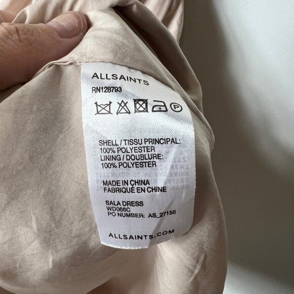 All saints Japanese cloth silk pink dress women’s size 6 - Picture 5 of 13